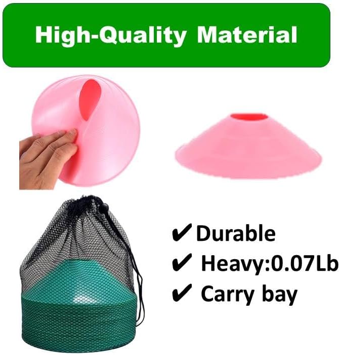 Thicker Disc Cones (Set of 50) Agility Soccer Cones with Carry Bag for Training,Football, Kids, Sports, Field Cone Markers