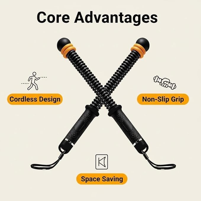 Ropeless Battle Ropes with Adjustable Weights, Cordless Heavy Battle Rope for Home Gym & Travel, Portable Weighted Exercise Equipment for HIIT, Cardio & Low Impact Workout(Black)