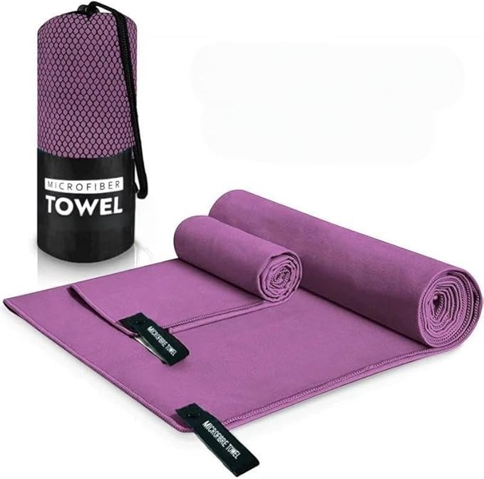 Microfiber Towel Travel Sports Towel,High Water Absorption, Lightweight, for Fitness Yoga, Swimming,Travel,Camping etc (Purple, L 60"x30")