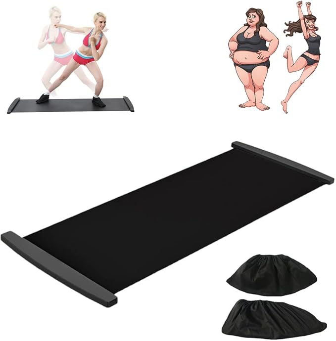 Slide Board with Shoe Cover Slimming Exercise Slide Mat for Leg Pot Training Fitness Athletic Training, for Low Impact Balance Training