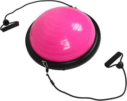 Half Ball Balance Trainer Stability Yoga Exercise Ball with Bands and Pump for Home Gym Core Training Yoga Fitness Abdominal Training, 18.1 Inch Anti-Slip