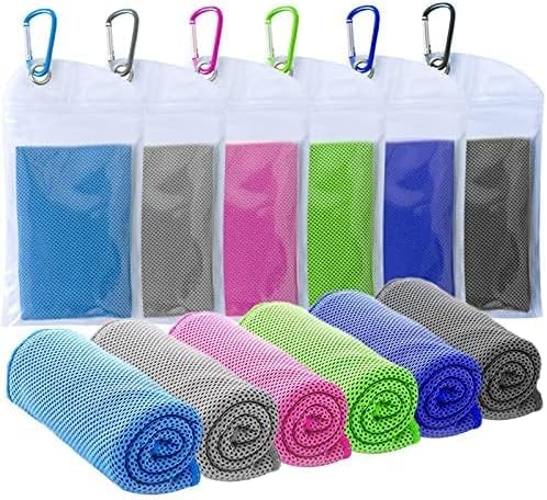 6 Packs Cooling Towels for Neck and Face(40"x 12"), Cooling Towels for Hot Weather, Cooling Wipes, Lightweight Soft Breathable Towels for Yoga, Sport, Workout, Running, Gym, Camping, Fitness
