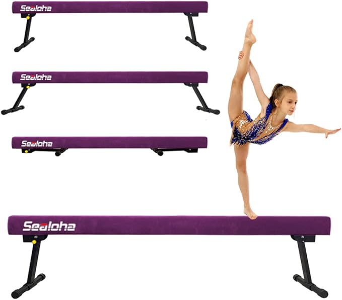 6ft Ultrasimple Adjustable&Foldable Balance Beam,High-Low Floor Beam Suede Gymnastics Equipment,No Tool Require, Gymnastics Beam for Training&Professional HomeTraining