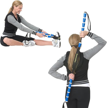 ProStretch StretchRite, Physical Therapy Stretching Strap with Grip Handles for Sore and Tight Muscles, Includes Coaching Guide, Blue/White