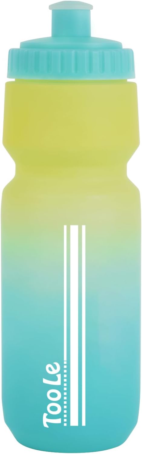24oz Bike Water Bottle, Cycling Squeeze Water Bottle Leakproof BPA Free with Capacity Scale w/Pull Top Lid, Reusable, for Bicycle, Gym,Camping, Hiking
