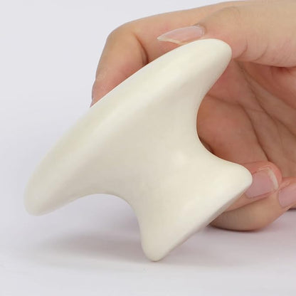 gemshan Guasha Massage Tool Mushroom Shape Natural Jade Stone for Body Face for Essential Massage Spa Massage Therapy