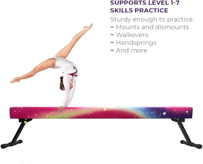 6ft Ultrasimple Adjustable&Foldable Balance Beam,High-Low Floor Beam Suede Gymnastics Equipment,No Tool Require, Gymnastics Beam for Training&Professional HomeTraining