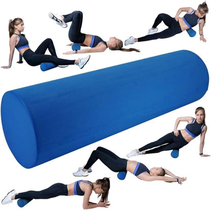 High-Density Foam Roller for Muscle Recovery & Massage, 13" x 3.75" EVA Firm Roller for Warm-Up/Cooldown, Yoga & Pilates, Includes Carry Case (Blue)