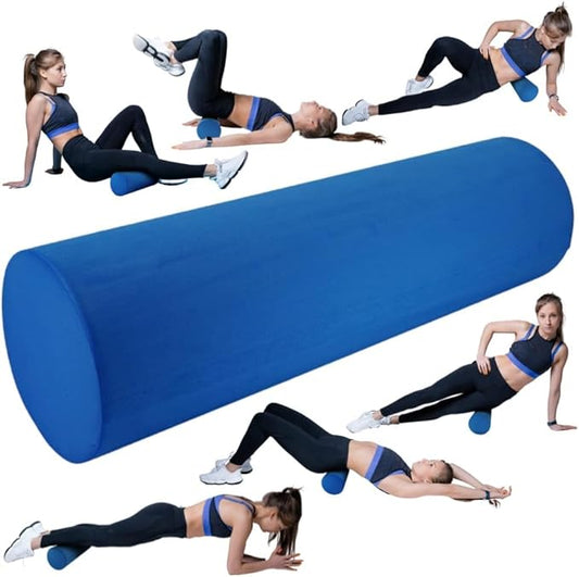 High-Density Foam Roller for Muscle Recovery & Massage, 13" x 3.75" EVA Firm Roller for Warm-Up/Cooldown, Yoga & Pilates, Includes Carry Case (Blue)