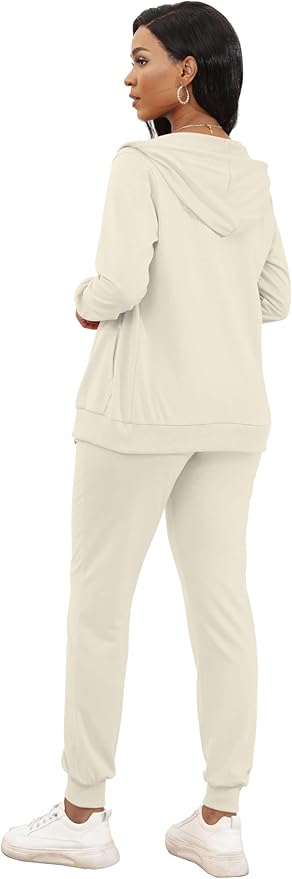 CLOCOR Track Suits for Women Set - Casual 2 Piece Outfits Sweatsuit Pocket Hoodies Long Sleeve with Patchwork Pants Set