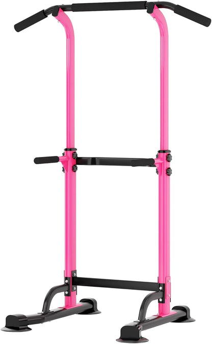 soges Power Tower Pull Up Bar Station, Free Standing Pull Up Rack Dip Station for Home Gym, Height Adjustable Home Strength Training Fitness Workout Equipment