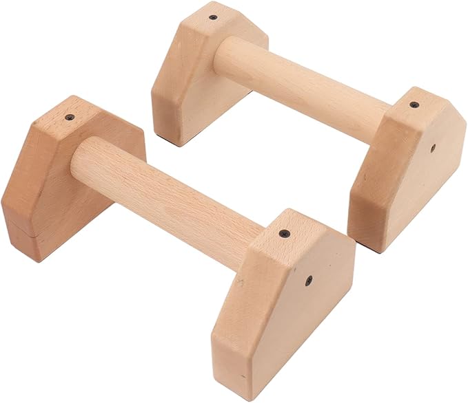 2pcs Wooden Push Up Handles, Anti - Slip Beech Wood Pushup Bars with Silicone Pads, Joint - Friendly Parallettes for Calisthenics Handstands Home Gym Use