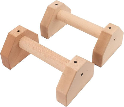 2pcs Wooden Push Up Handles, Anti - Slip Beech Wood Pushup Bars with Silicone Pads, Joint - Friendly Parallettes for Calisthenics Handstands Home Gym Use