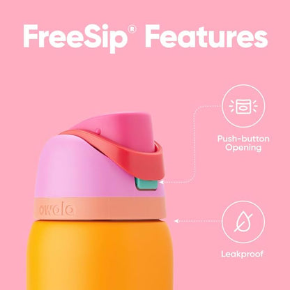 Owala FreeSip Insulated Stainless Steel Water Bottle with Straw for Sports, Travel, and School BPA-Free Sports Water Bottle, 32 oz, Tropical