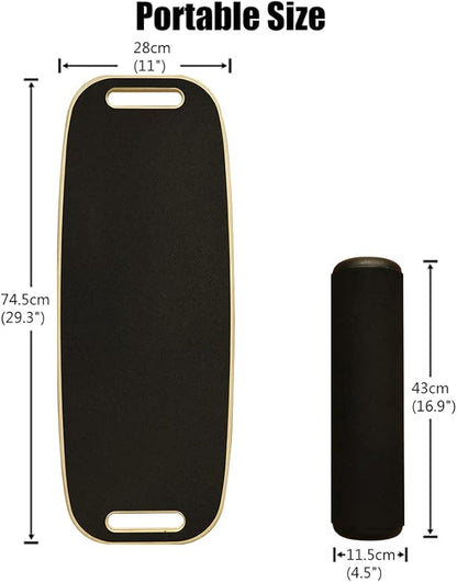 Balance Board, Stability Core Trainer, Training Board for Exercise, Fitness, Non-Slip Deck and Roller, with Adjustable Stoppers