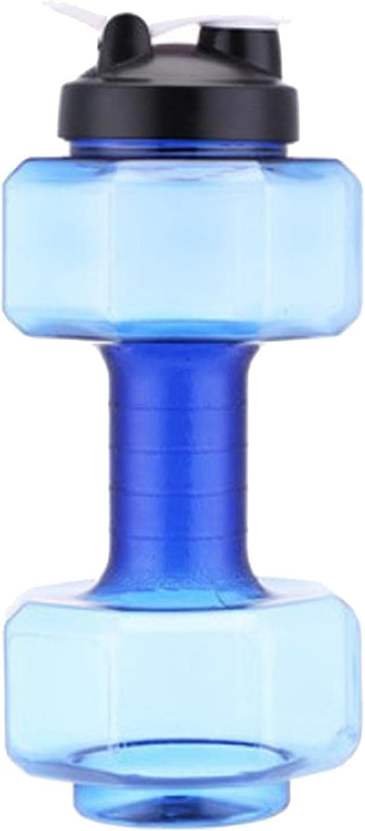 Big Capacity PETG Friendly Cup Dumbbell Shape Drinking Water Bottles Barbell Kettle Body Training Bottle () for Outdoor Camping Travel