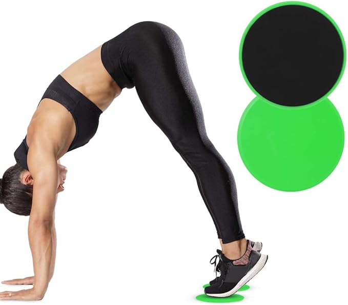 2Pcs Green Round Core Slider Discs - Fast Speed Slide Plates for Full - Body Workouts, Balancing, and Stability - Portable Wellness Equipment for Home or Travel
