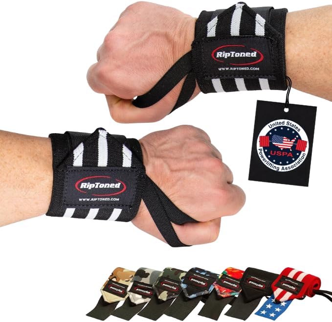 Rip Toned Wrist Wraps for Weightlifting – USPA & USAPL Approved 18" Wrist Straps for Powerlifting – Adjustable, Durable Gym Wraps with Thumb Loop – Maximum Support for Men & Women