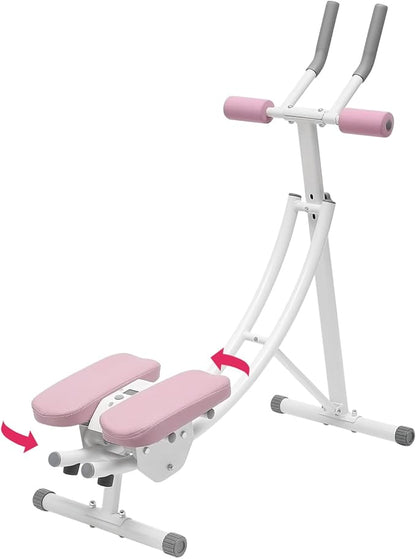 Foldable Ab Machine, Abdominal Exercise Equipment for Home Gym with 180° Rotation & 150kg Capacity - Core Trainer with LED Display for Women Men Teens