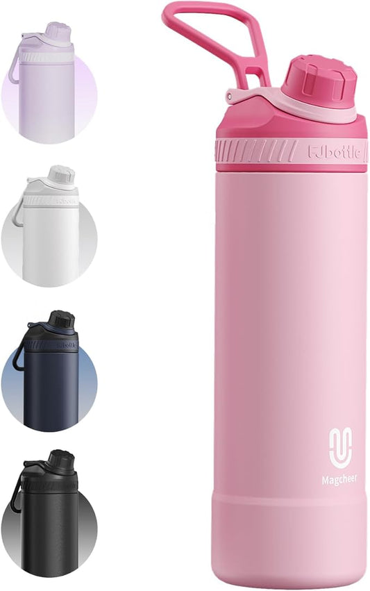 24oz Insulated Water Bottle| Double-Wall Vacuum Stainless Steel, Wide Mouth Design, Leak-Proof Reusable Bottle for Gym, Sports & Daily Hydration - RedPink