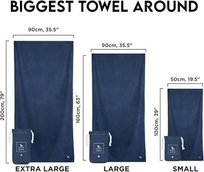 Dock & Bay Customized Beach Towel - Quick Dry, Sand Free - Compact, Lightweight - 100% Recycled - Includes Bag - Essential - Deep Sea Navy - Large