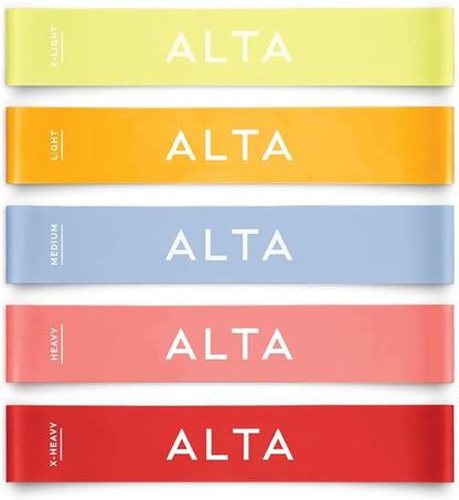 ALTA Mini Loop Bands for Exercise - Premium Durable Latex - Small Resistance Bands for Women, Booty Bands for Working Out, Leg Stretch Loops for Physical Therapy, Pilates Exercise Mini Bands Set