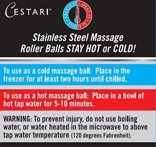 Cestari Set of 2 Hot and Cold Massage Roller Balls with Bonus Silicone Grip