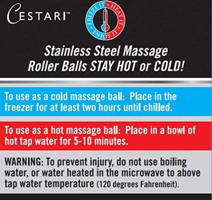 Cestari Set of 2 Hot and Cold Massage Roller Balls with Bonus Silicone Grip