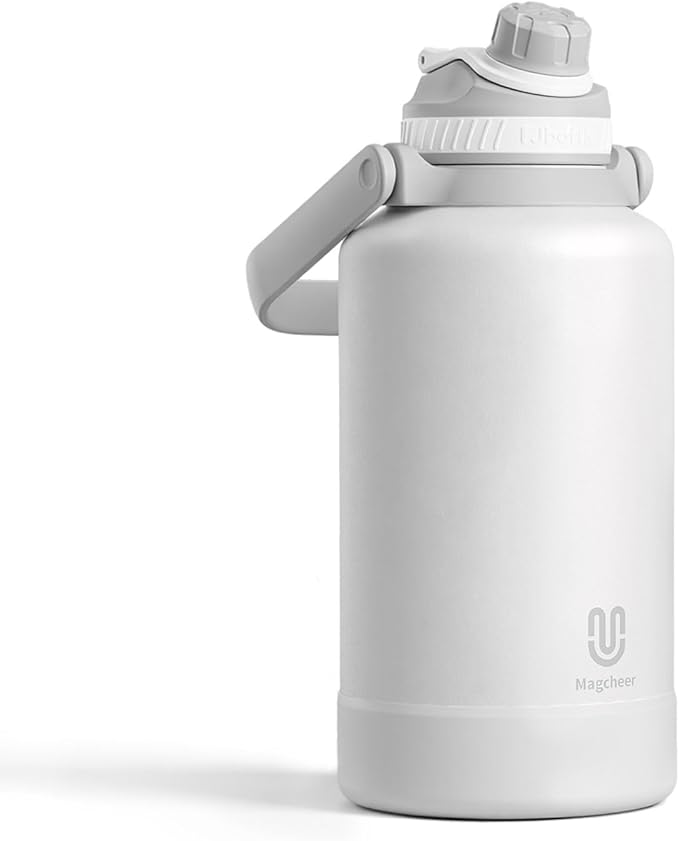 64oz Insulated Water Bottle| Double-Wall Vacuum Stainless Steel, Wide Mouth Design, Leak-Proof Reusable Bottle for Gym, Sports & Daily Hydration - White