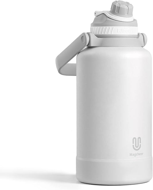 64oz Insulated Water Bottle| Double-Wall Vacuum Stainless Steel, Wide Mouth Design, Leak-Proof Reusable Bottle for Gym, Sports & Daily Hydration - White