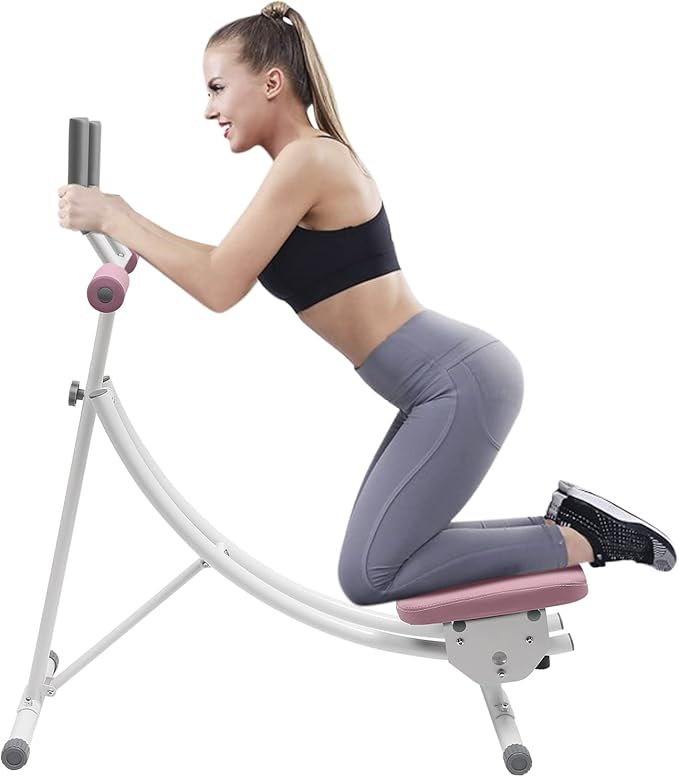 Foldable Ab Machine, Abdominal Exercise Equipment for Home Gym with 180° Rotation & 150kg Capacity - Core Trainer with LED Display for Women Men Teens