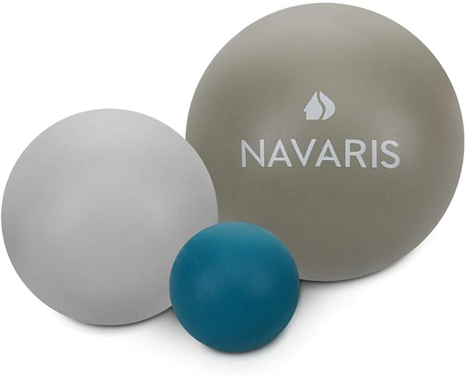 Navaris Lacrosse Massage Balls Set - Myofascial Deep Tissue Muscle Therapy for Back Legs Neck Foot Roller Trigger Points Firm Spheres - Pack of 3