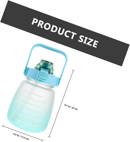 Hemoton Large Capacity Outdoor Fitness Water Jug 1200ml Matte Green Water Bottle with Time Scale for Gym and Sports