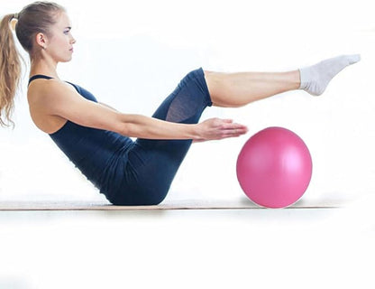 Thickened Frosted PVC Yoga Ball 25cm Mini Pilates Ball Set with Pump, Balancing Stability Trainer for Core Exercise and Fitness Training at Home Random Color