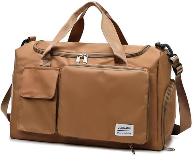 New men's and women's splash proof sports hand travel fitness shopping weekend camping overnight bags. (coffee)