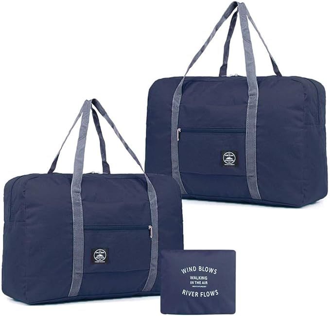 2 Pack Foldable Travel Duffel Bag, Lightweight Carry On Luggage Bag for Women and Men, Waterproof Multipurpose Sport Duffle for Sports, Gym, Vacation