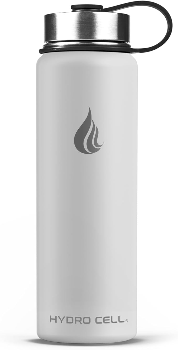 HYDRO CELL Stainless Steel Insulated Water Bottle with Straw - For Cold & Hot Drinks - Metal Vacuum Flask with Screw Cap and Modern Leakproof Sport Thermos for Adults (Frost 24oz)