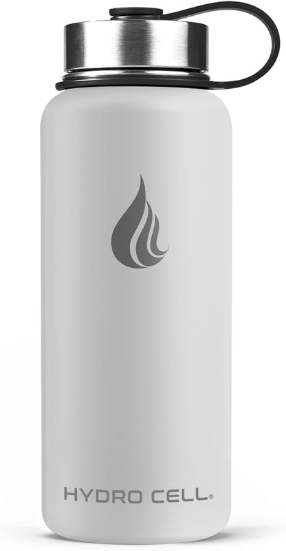 HYDRO CELL Stainless Steel Insulated Water Bottle with Straw - For Cold & Hot Drinks - Metal Vacuum Flask with Screw Cap and Modern Leakproof Sport Thermos for Adults (Frost 32oz)