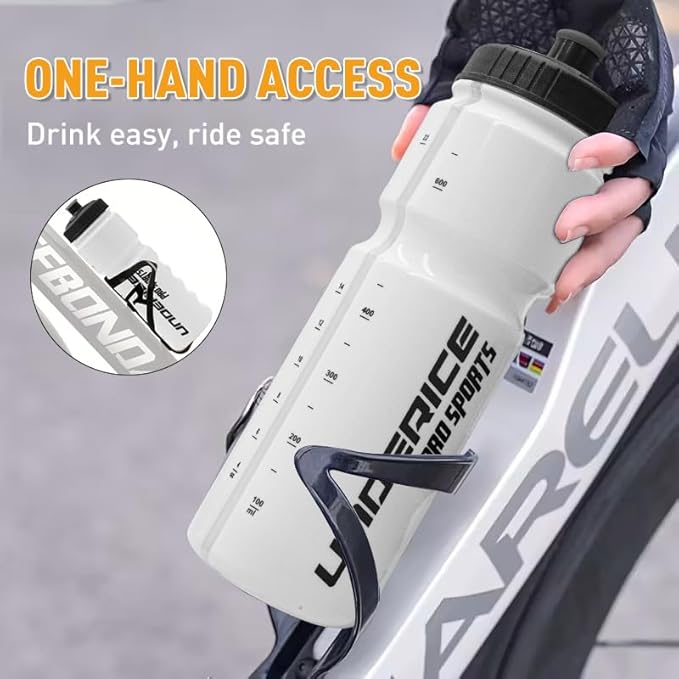 UICE Water Bottle with Straw,25.3oz 2 Pack,Easy Squeeze Bottles Built in Finger Grip,Sport Water Bottles for Hockey,Baseball,Softball,Football,Fitness,Transparent Black