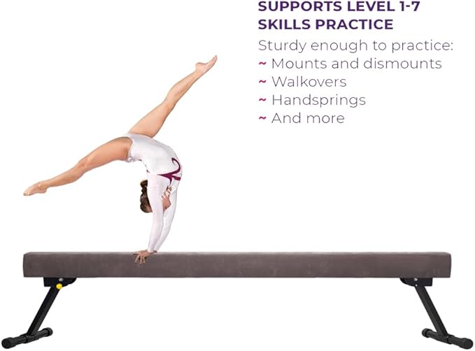 GLANT 8ft Ultrasimple Adjustable&Foldable Balance Beam,High-Low Floor Beam Suede Gymnastics Equipment,No Tool Require, Gymnastics Beam for Training&Professional HomeTraining