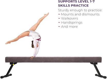 GLANT 8ft Ultrasimple Adjustable&Foldable Balance Beam,High-Low Floor Beam Suede Gymnastics Equipment,No Tool Require, Gymnastics Beam for Training&Professional HomeTraining
