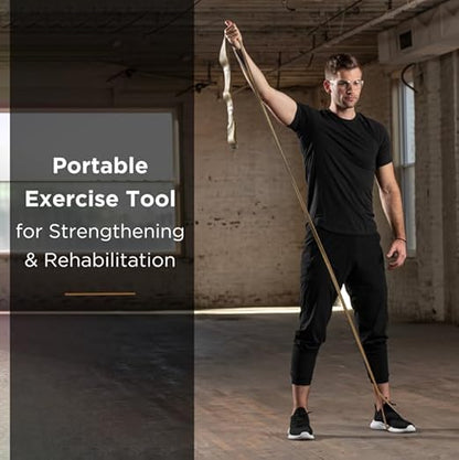 THERABAND CLX Resistance Band with Loops, Fitness Band for Home Exercise and Full Body Workouts, Portable Gym Equipment for Home Training, Gift for Athletes, Individual 5 Foot Band, Gold, Max, Level 8