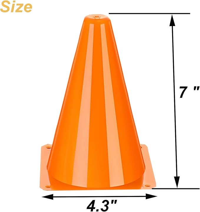 Soccer Cones Sports Training Agility Field Marker Cone, 12 Pack 7 Inch Training Cones Set with Mesh Bag, Colorful Cones for Soccer, Skating, Basketball, Baseball Drills, Outdoor & Indoor Activity