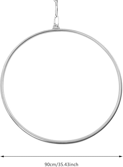 LYNICESHOP Complete Professional Aerial Hoop Kit, 115 kg/253 lbs Heavy-Duty Aerial Lyra with Certified Strength Test, 210 Stainless Steel Aerial Hoop for Dance, Acrobatics & Fitness Training