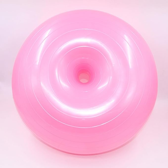 ABOOFAN Donut Yoga Ball PVC Explosion-Proof Balance Exercise Ball with Air Pump Thickened Pink for Core Training and Home Gym Workout