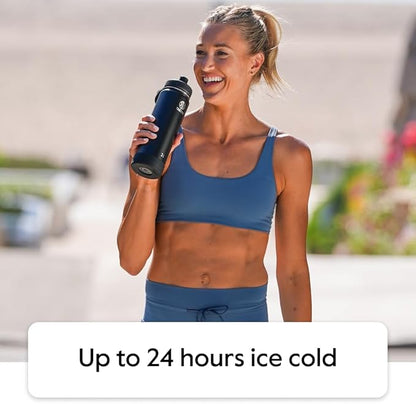 Takeya Actives Insulated Stainless Steel Water Bottle with Spout Lid, 32 Ounce, Midnight