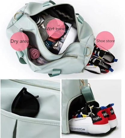Men and Women's Travel Bag With Shoe Compartment Sports Tote Gym Bag Weekender Overnight Shoulder Bag