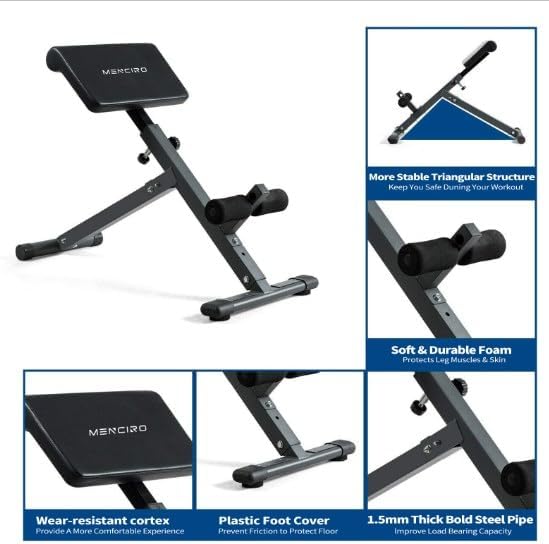 Roman Chair,Back Hyperextension Bench Machine,Adjustable Ab, Back, and Core Strength Exercise Exercise Strength Exercise Equipment,Home Gym Sit Up Bench for Glute & Ab Workouts