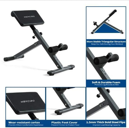 Roman Chair,Back Hyperextension Bench Machine,Adjustable Ab, Back, and Core Strength Exercise Exercise Strength Exercise Equipment,Home Gym Sit Up Bench for Glute & Ab Workouts