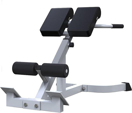 Adjustable Roman Chair, Hyperextension Bench for Back Exercise, White, Steel Frame, Multi-Position Core Training Equipment, Home Men Women Full Body ，U-Shaped Base